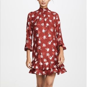 Rebecca Taylor Cabernet Floral-Print Shift Dress